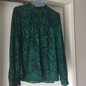 Emerald green and black top